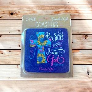Be still purple coasters 2 pack
